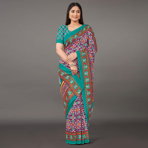 Multicolor Casual Wear Geometric Printed Art Silk Saree