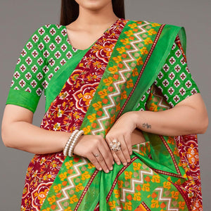 Multicolor Casual Wear Geometric Printed Art Silk Saree