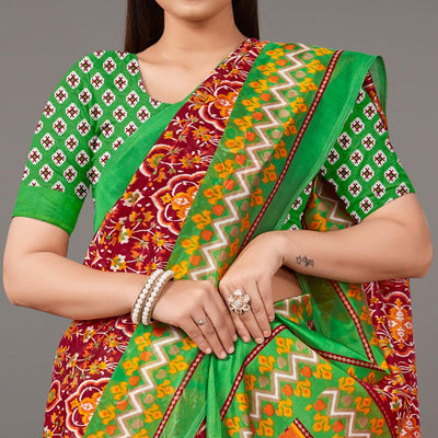 Multicolor Casual Wear Geometric Printed Art Silk Saree
