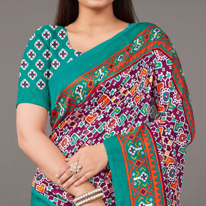 Multicolor Casual Wear Geometric Printed Art Silk Saree