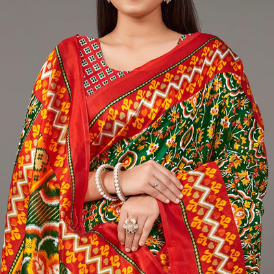 Multicolor Casual Wear Geometric Printed Art Silk Saree
