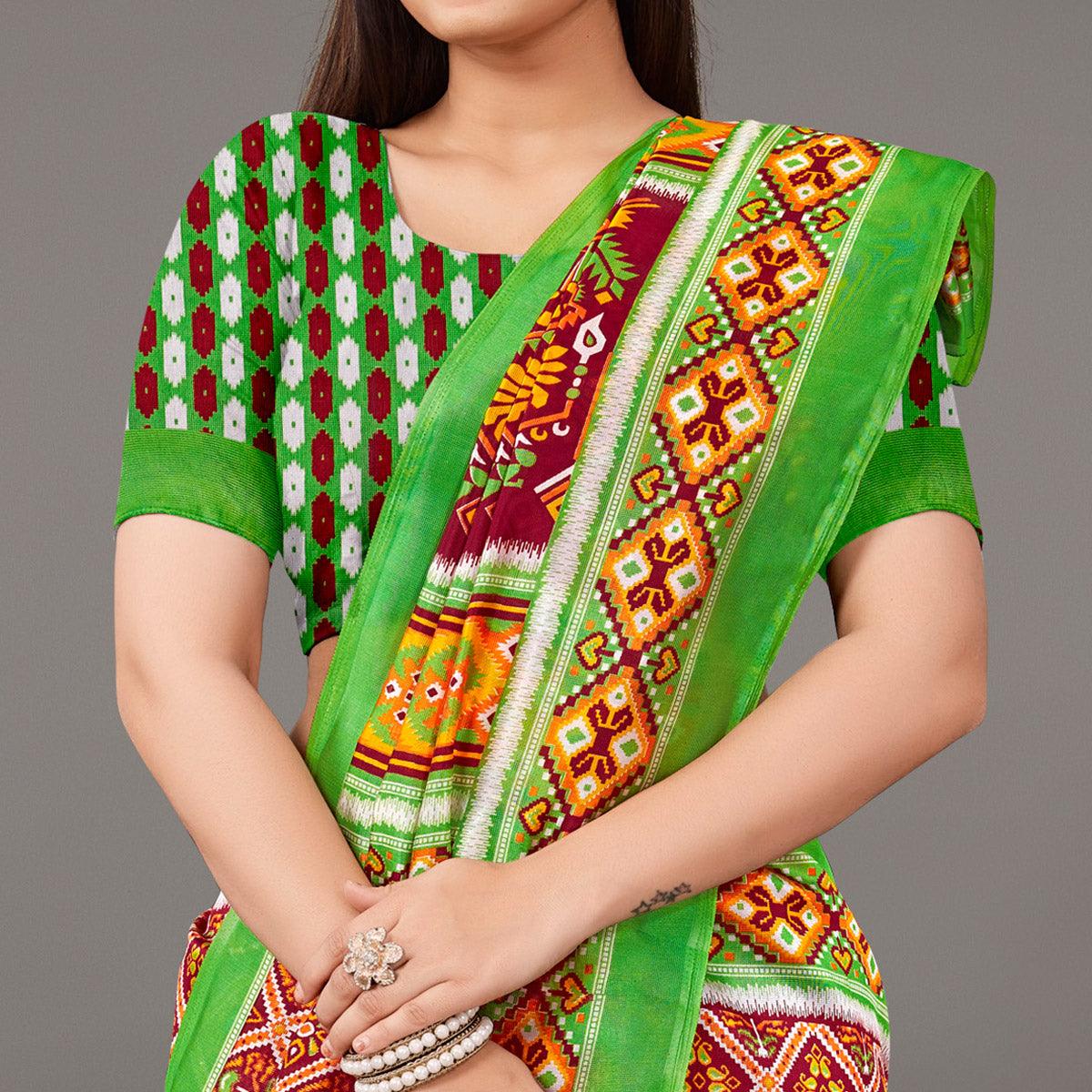 Multicolor Casual Wear Geometric Printed Art Silk Saree