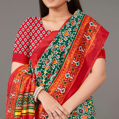 Multicolor Casual Wear Geometric Printed Art Silk Saree
