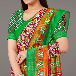Multicolor Casual Wear Geometric Printed Art Silk Saree