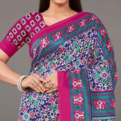 Multicolor Casual Wear Geometric Printed Art Silk Saree