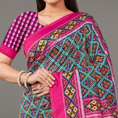 Multicolor Casual Wear Geometric Printed Art Silk Saree