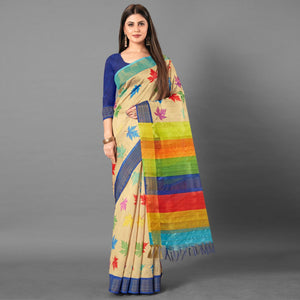 Multicolor Casual Wear Leaf Cotton silk Saree