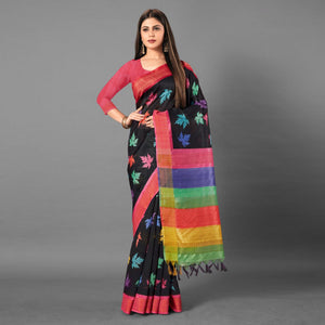 Multicolor Casual Wear Leaf Cotton silk Saree
