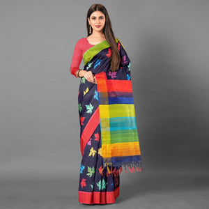 Multicolor Casual Wear Leaf Cotton silk Saree