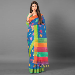 Multicolor Casual Wear Leaf Cotton silk Saree