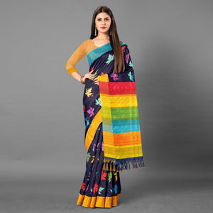 Multicolor Casual Wear Leaf Cotton silk Saree