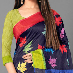 Multicolor Casual Wear Leaf Cotton silk Saree