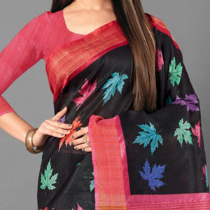 Multicolor Casual Wear Leaf Cotton silk Saree