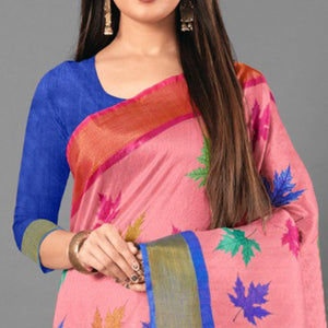 Multicolor Casual Wear Leaf Cotton silk Saree