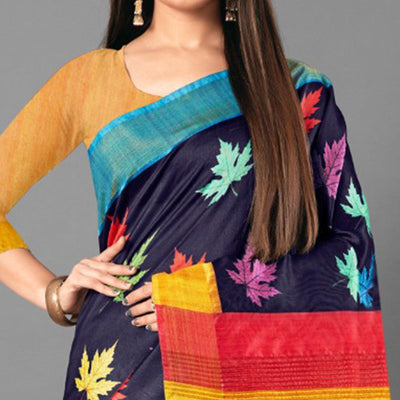 Multicolor Casual Wear Leaf Cotton silk Saree
