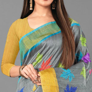 Multicolor Casual Wear Leaf Cotton silk Saree