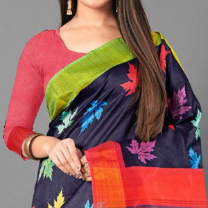 Multicolor Casual Wear Leaf Cotton silk Saree
