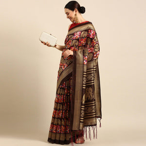 Multicolor Casual Wear Printed Art Silk Saree