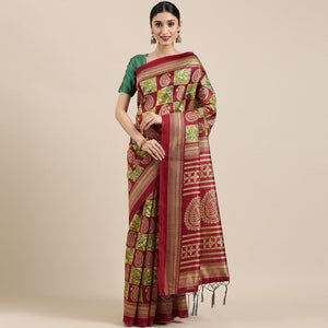 Multicolor Casual Wear Printed Art Silk Saree
