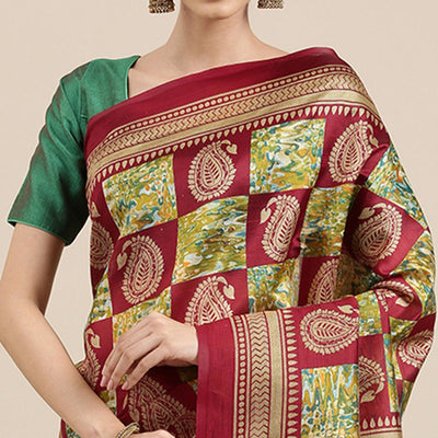 Multicolor Casual Wear Printed Art Silk Saree