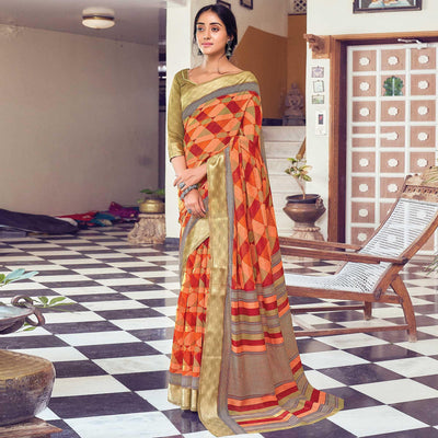 Multicolor Casual Wear Printed Cotton Saree