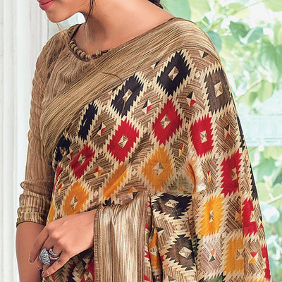 Multicolor Casual Wear Printed Cotton Saree