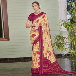 Multicolor Casual Wear Printed Crepe Saree