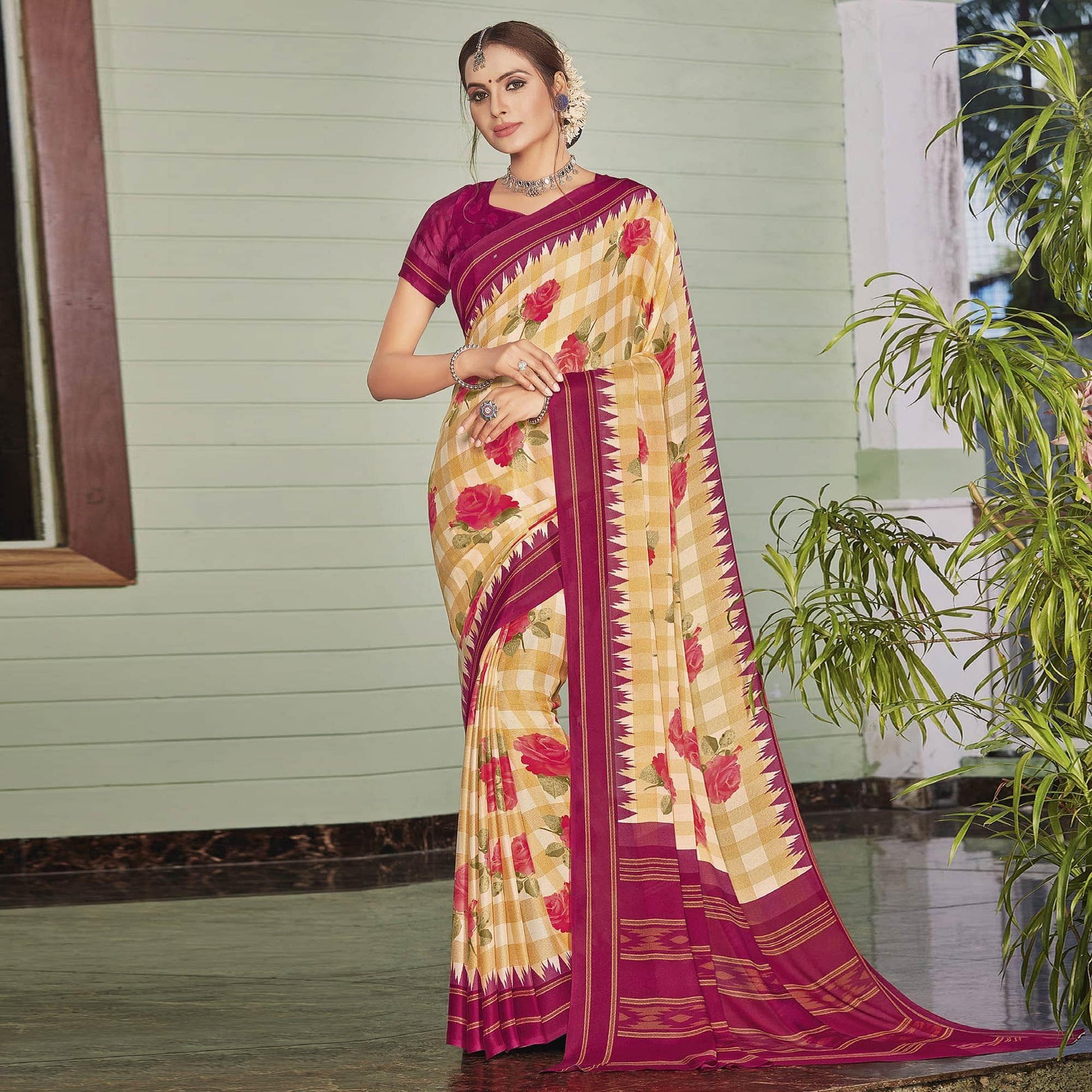 Multicolor Casual Wear Printed Crepe Saree