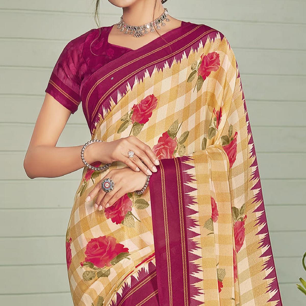 Multicolor Casual Wear Printed Crepe Saree