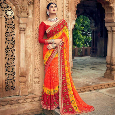 Multicolor Casual Wear Printed Georgette Saree