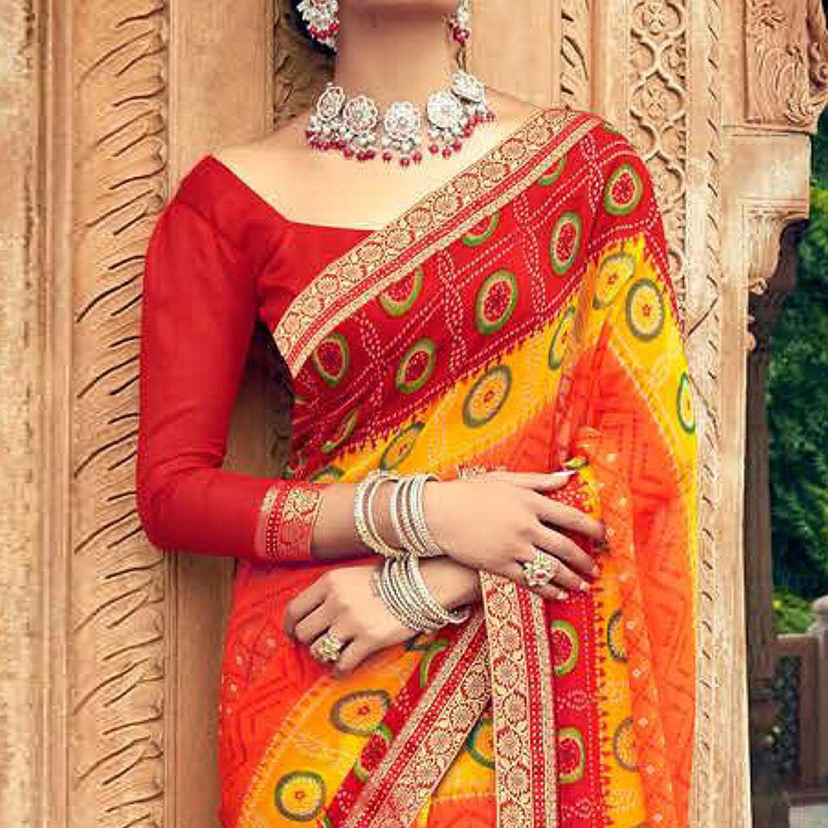 Multicolor Casual Wear Printed Georgette Saree