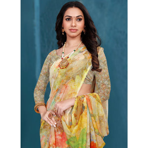 Multicolor Casual Wear Printed Georgette Saree