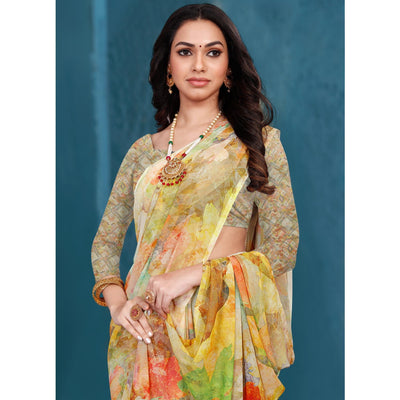 Multicolor Casual Wear Printed Georgette Saree