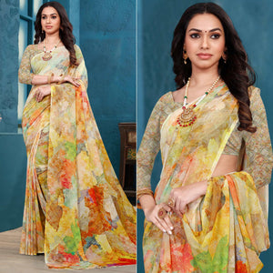 Multicolor Casual Wear Printed Georgette Saree