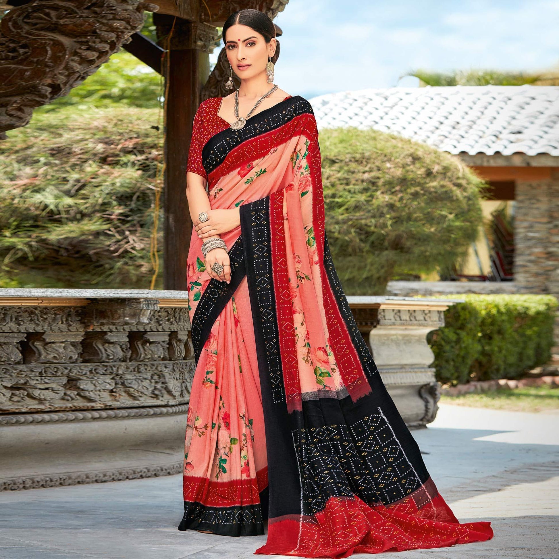Multicolor Casual Wear Printed Silk Saree