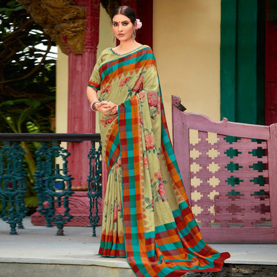 Multicolor Casual Wear Printed Silk Saree