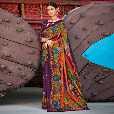Multicolor Casual Wear Printed Silk Saree
