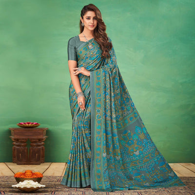 Multicolor Casual Wear Printed Silk Saree