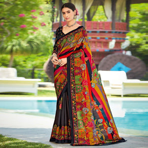 Multicolor Casual Wear Printed Silk Saree