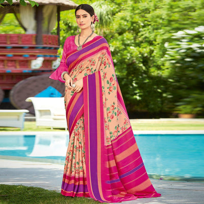 Multicolor Casual Wear Printed Silk Saree