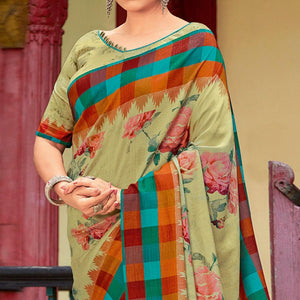 Multicolor Casual Wear Printed Silk Saree