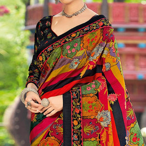 Multicolor Casual Wear Printed Silk Saree