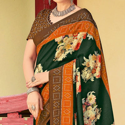 Multicolor Casual Wear Printed Silk Saree