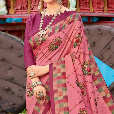 Multicolor Casual Wear Printed Silk Saree