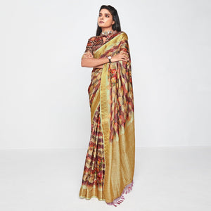 Multicolor Casual Wear Printed Soft Art Silk Saree