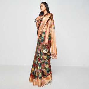 Multicolor Casual Wear Printed Soft Art Silk Saree