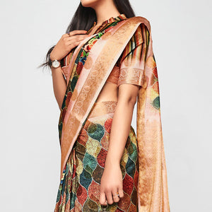 Multicolor Casual Wear Printed Soft Art Silk Saree