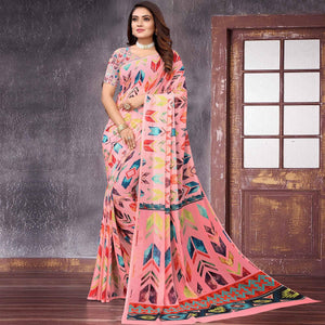 Multicolor Digital Printed Georgette Saree