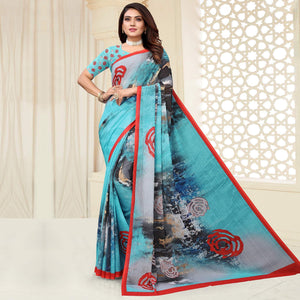 Multicolor Digital Printed Georgette Saree