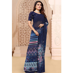 Multicolor Digital Printed Georgette Saree